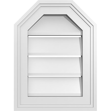 Ekena Millwork Octagonal Top Surface Mount PVC Gable Vent w/ 2"W x 1-1/2"P Brickmould Frame, 12"W x 16"H GVPOT12X1602SF
